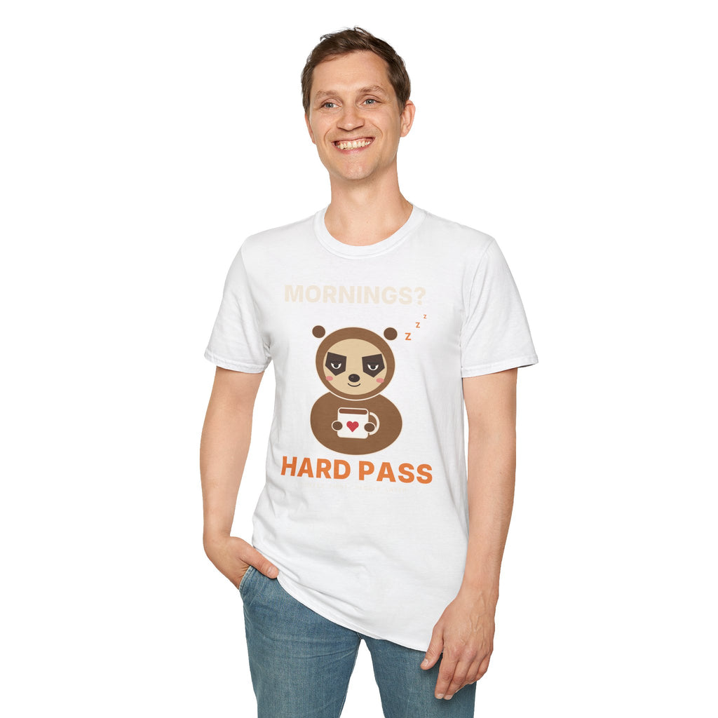 Hard Pass Grumpy Sloth T-Shirt | Funny Coffee Lover Tee