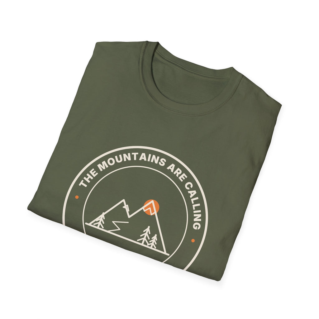 Mountain Badge T-Shirt | And I Must Go Hiking Tee for Nature Lovers