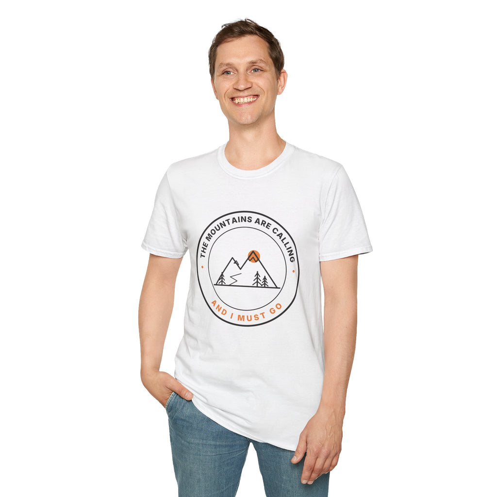 Mountain Badge T-Shirt | And I Must Go Hiking Tee for Nature Lovers