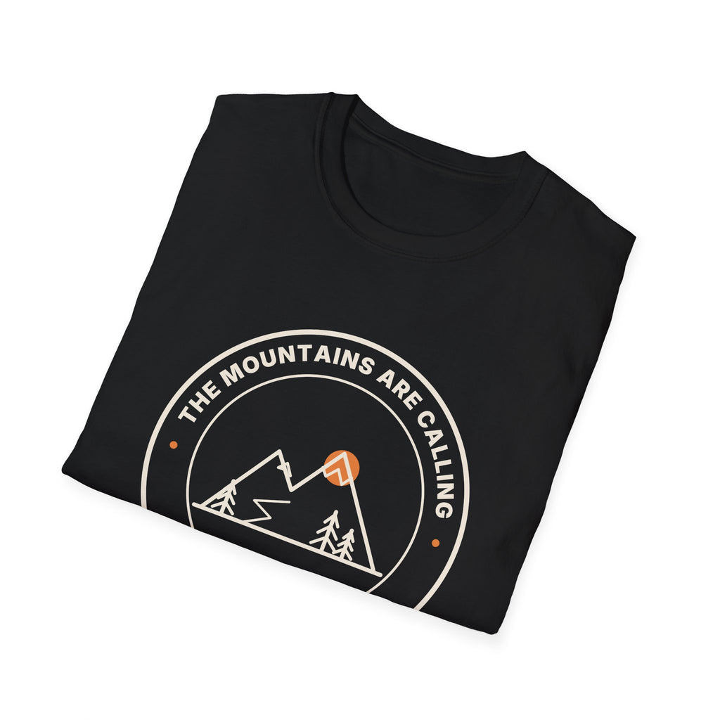 Mountain Badge T-Shirt | And I Must Go Hiking Tee for Nature Lovers