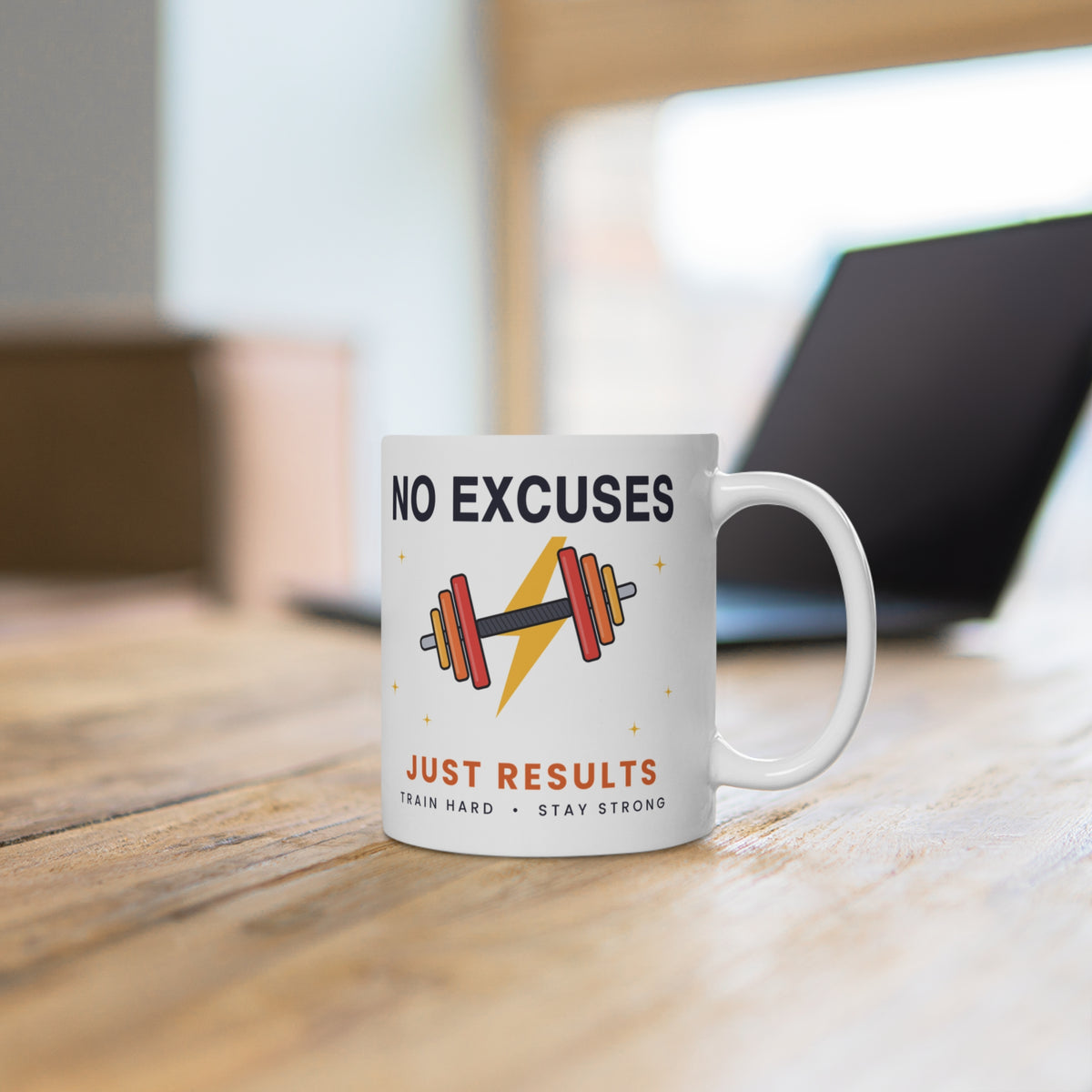 No Excuses Gym Mug - Funny Workout Coffee Cup Gift for Gym Lovers