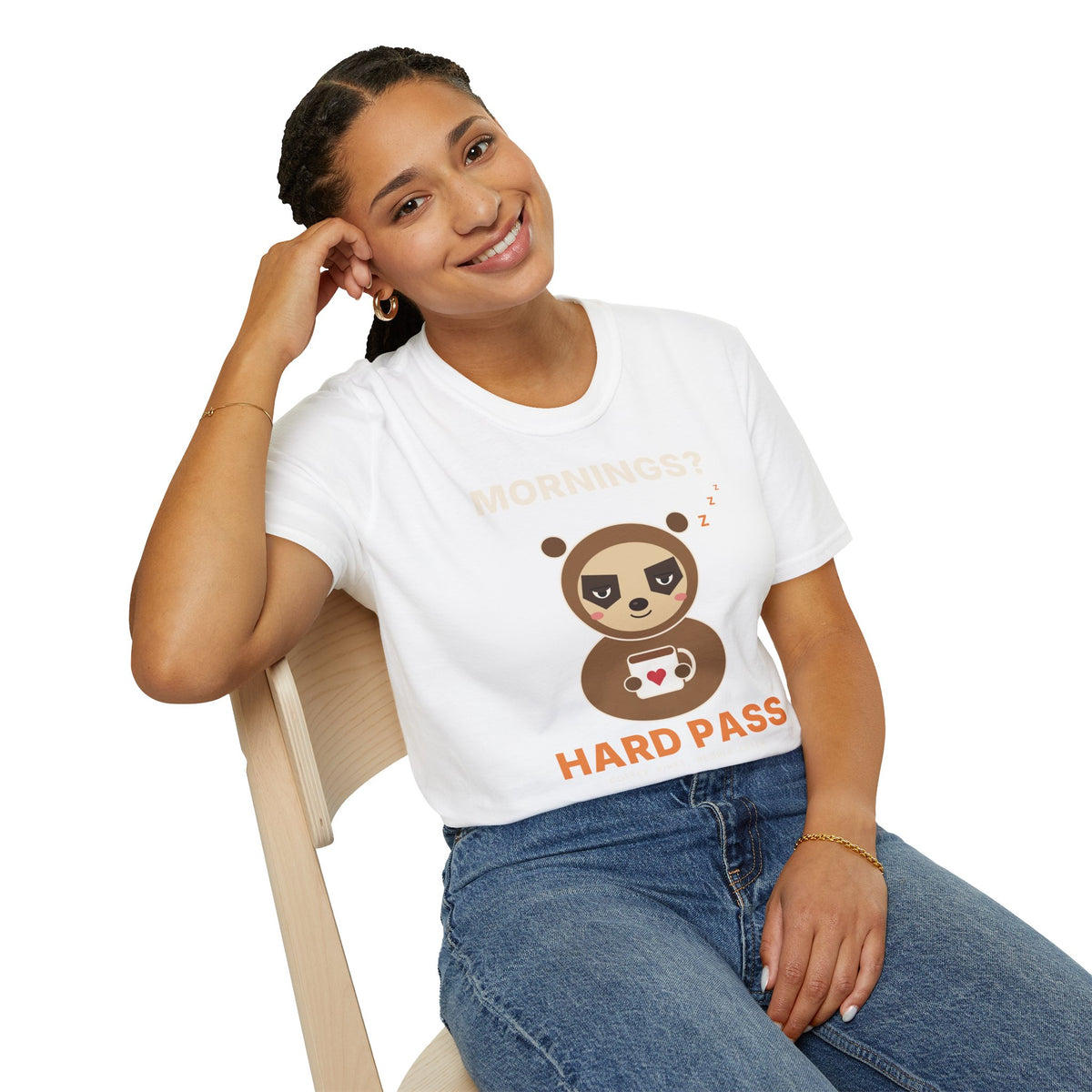 Hard Pass Grumpy Sloth T-Shirt | Funny Coffee Lover Tee