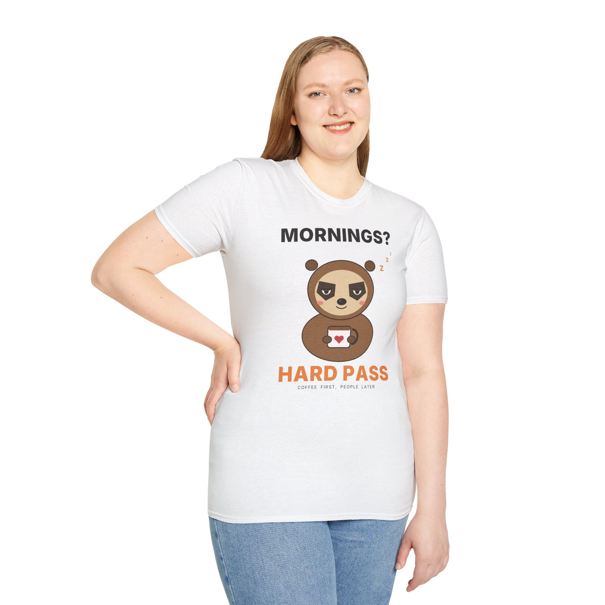 Mornings? Hard Pass Grumpy Sloth T-Shirt | Funny Coffee Lover Tee