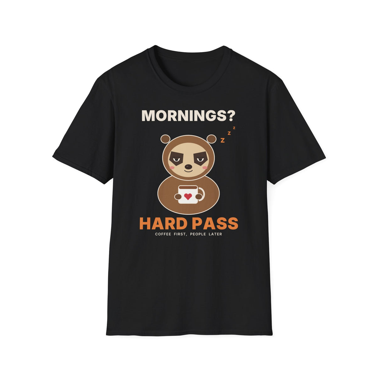 Hard Pass Grumpy Sloth T-Shirt | Funny Coffee Lover Tee