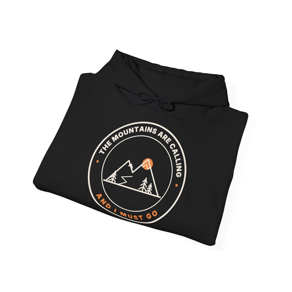 Mountain Badge Hoodie | And I Must Go Hiking Hooded Sweatshirt for Nature Lovers