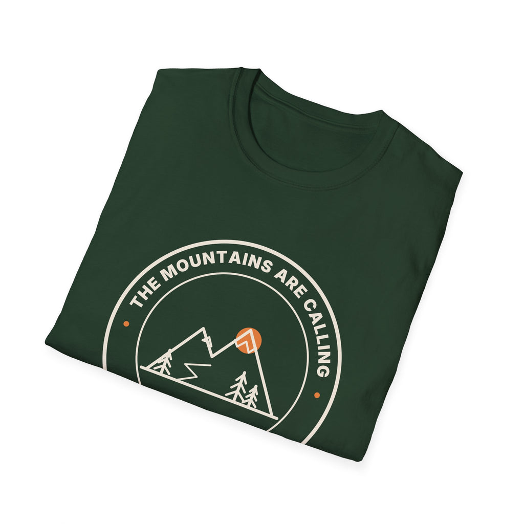 Mountain Badge T-Shirt | And I Must Go Hiking Tee for Nature Lovers