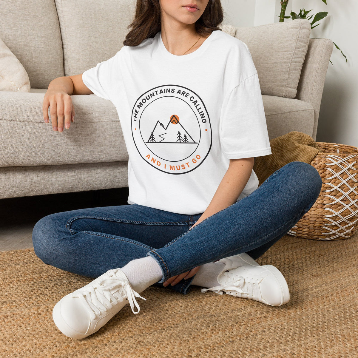 Mountain Badge T-Shirt | And I Must Go Hiking Tee for Nature Lovers