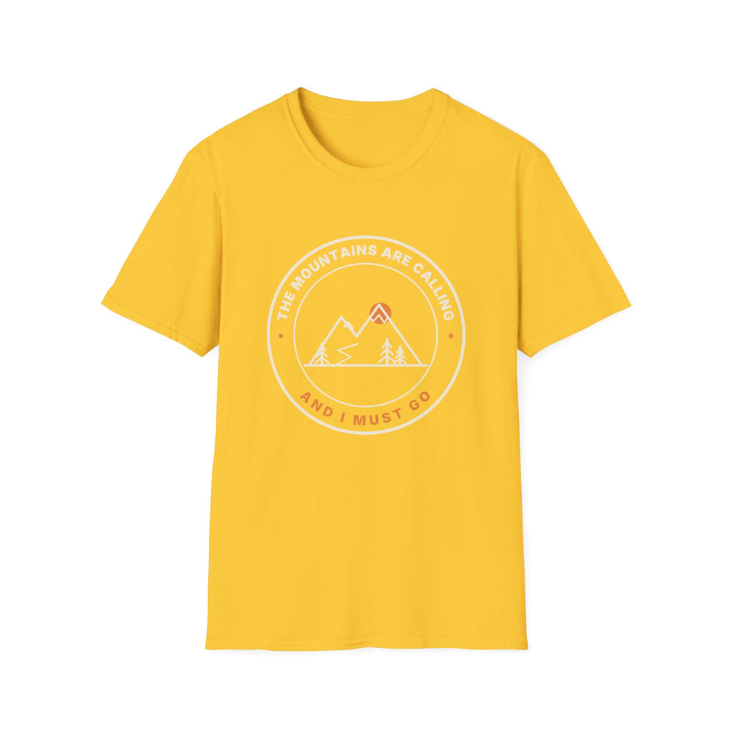 Mountain Badge T-Shirt | And I Must Go Hiking Tee for Nature Lovers