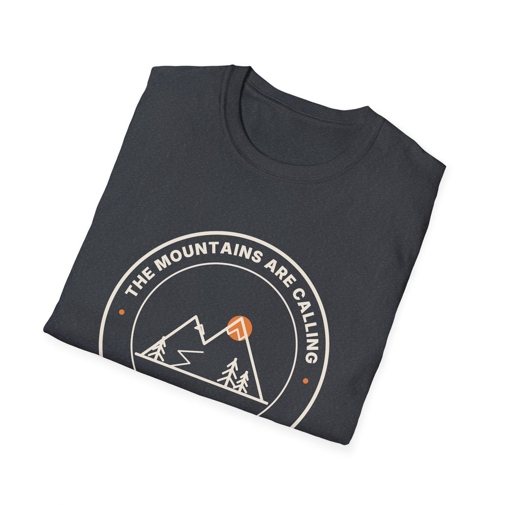 Mountain Badge T-Shirt | And I Must Go Hiking Tee for Nature Lovers