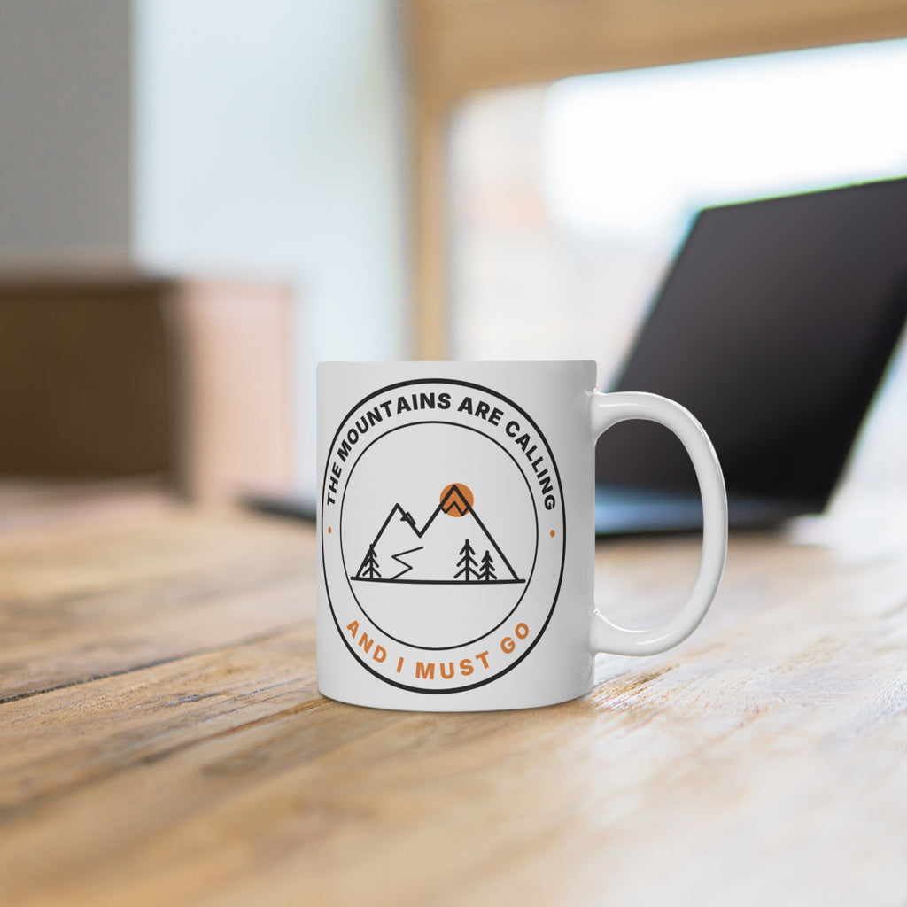 Mountain Badge Mug | And I Must Go Hiking Coffee Mug for Nature Lovers