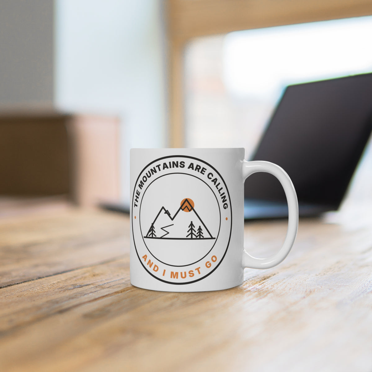 Mountain Badge Mug | And I Must Go Hiking Coffee Mug for Nature Lovers