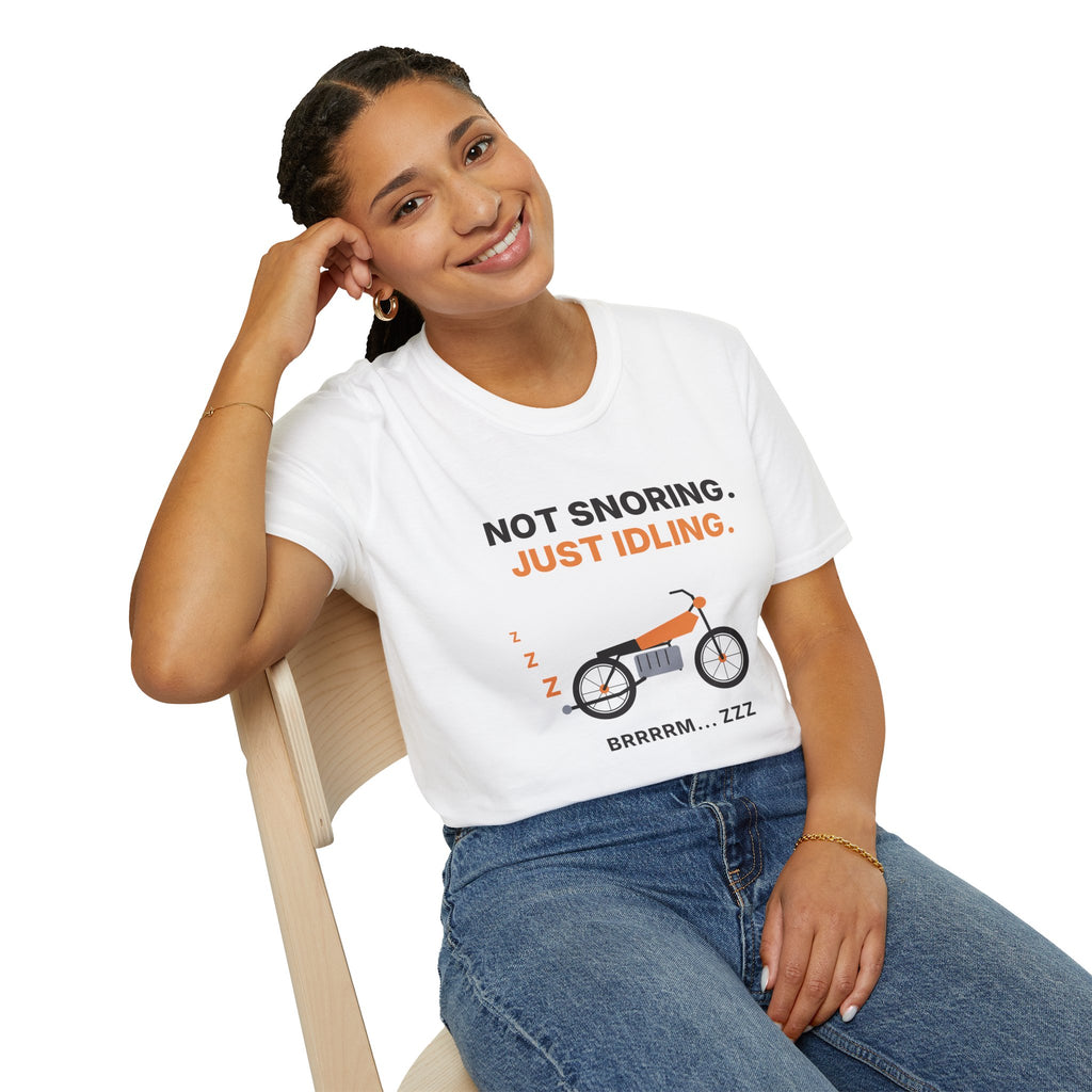 Not Snoring Just Idling Tee | Funny Motorcycle T-Shirt for Bikers
