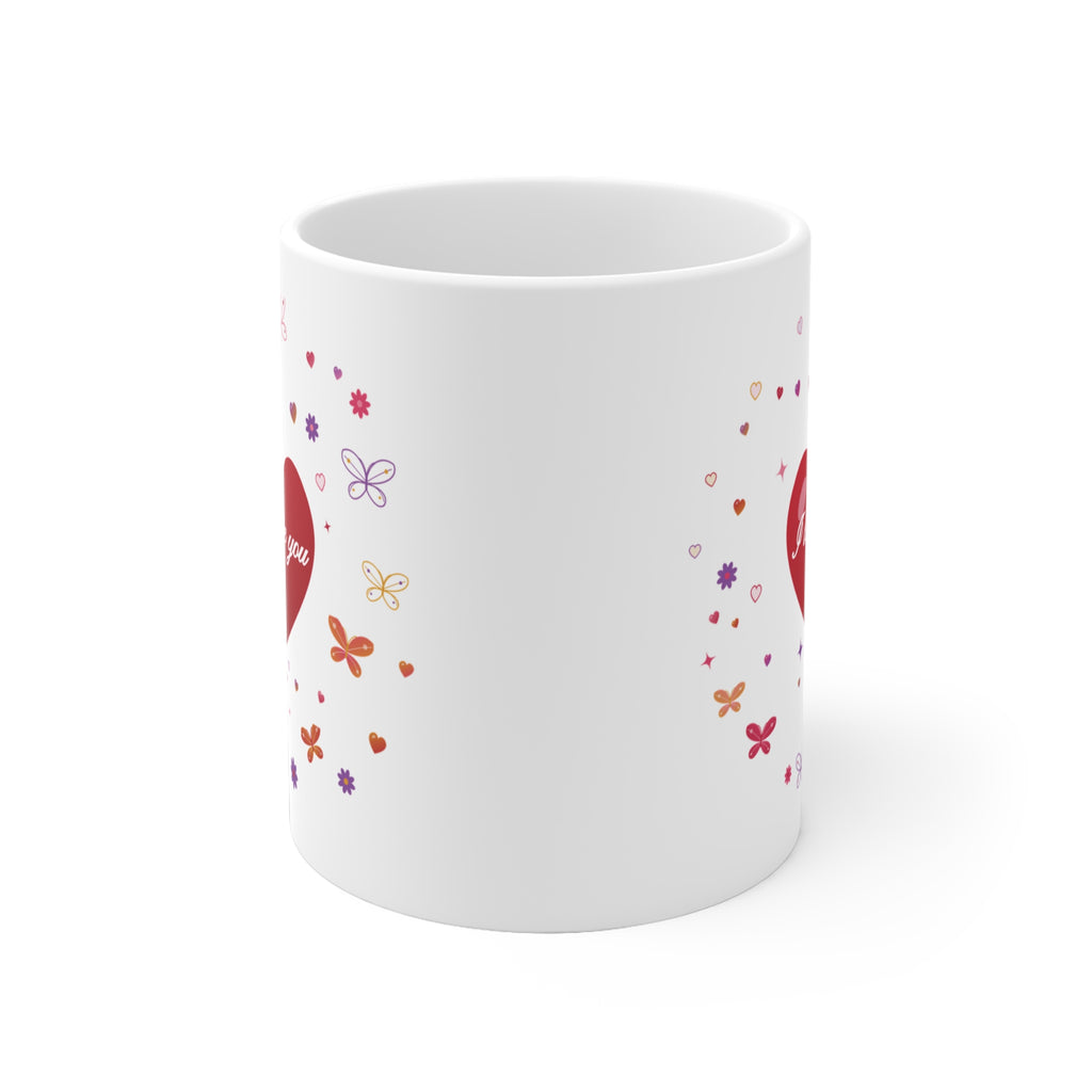 I Love You Mug – Heart & Butterflies Ceramic Coffee Cup