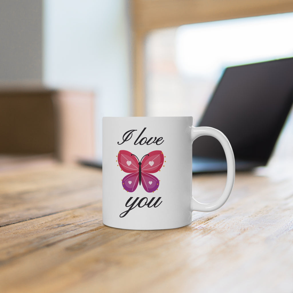 I Love You Butterfly Mug - Romantic Ceramic Gift