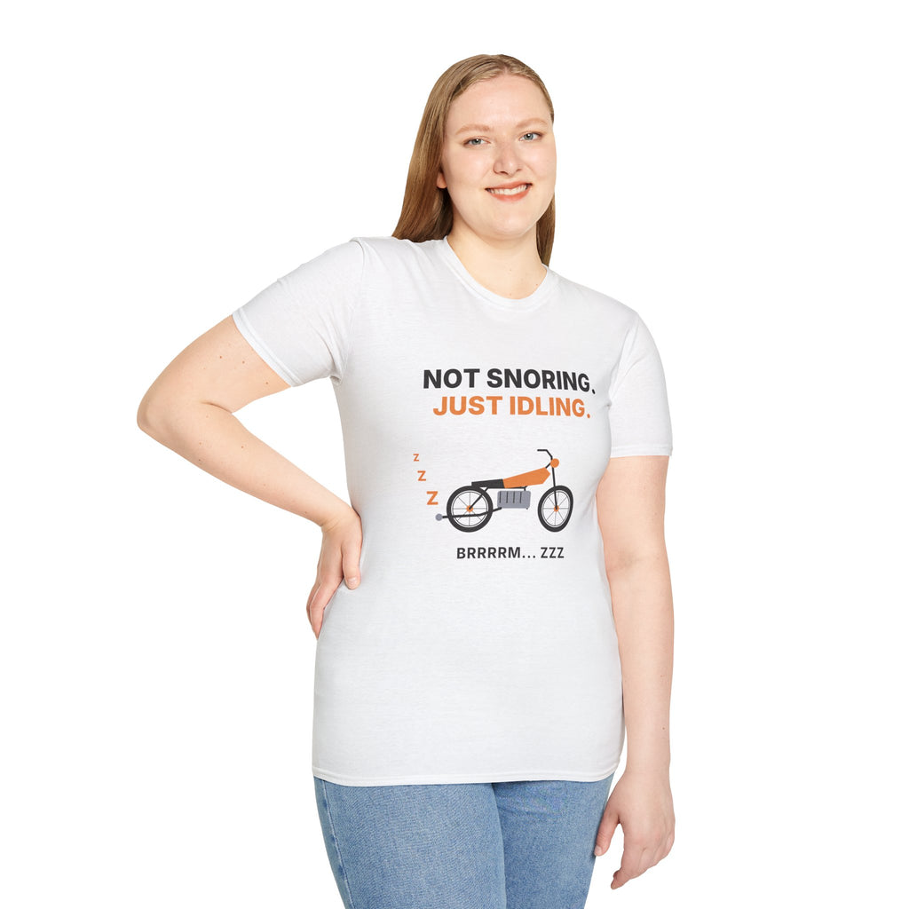 Not Snoring Just Idling Tee | Funny Motorcycle T-Shirt for Bikers