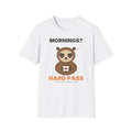Mornings? Hard Pass Grumpy Sloth T-Shirt | Funny Coffee Lover Tee