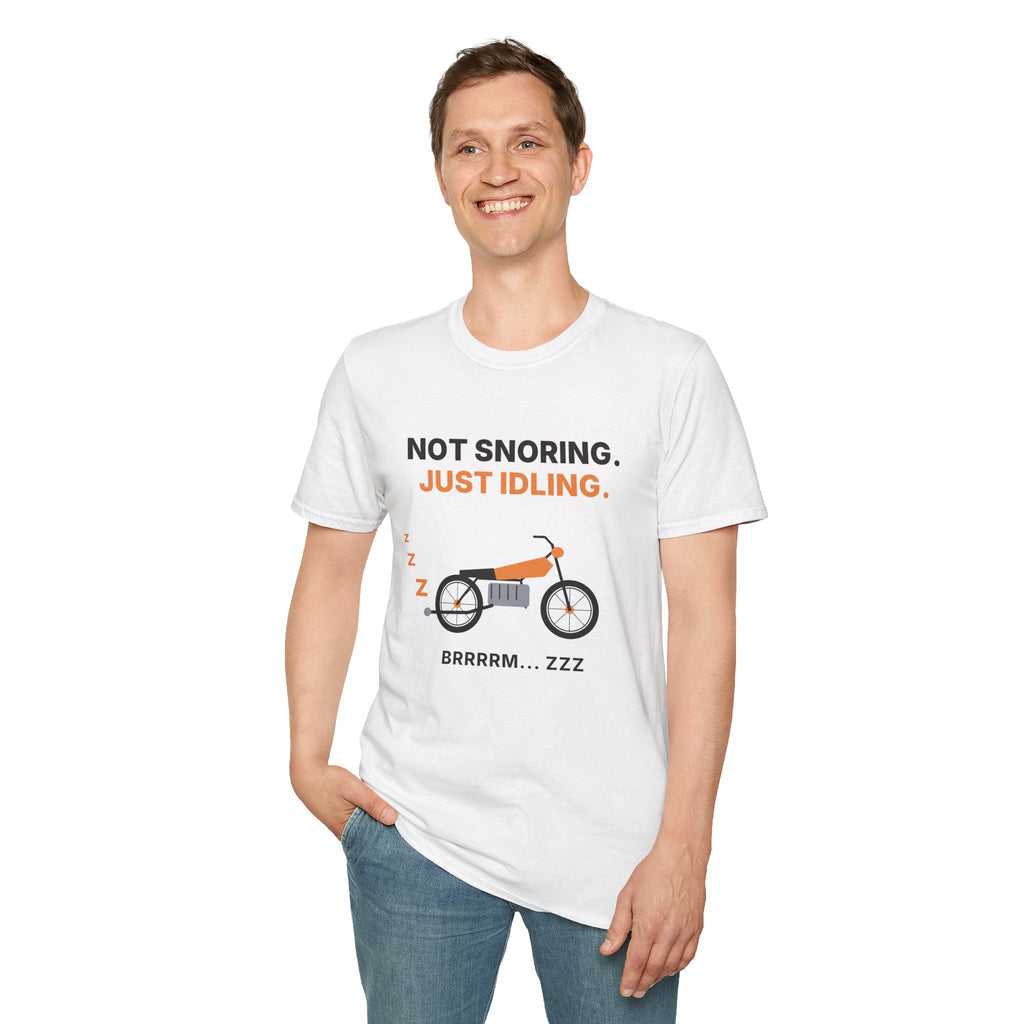 Not Snoring Just Idling Tee | Funny Motorcycle T-Shirt for Bikers